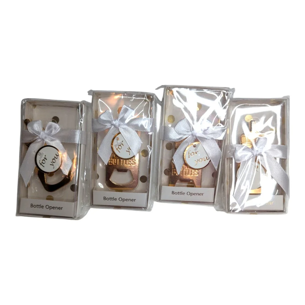 Lot of 4 Poppin Bottles Gold Plated Metal Baby Bottle Openers Party Favors Gifts